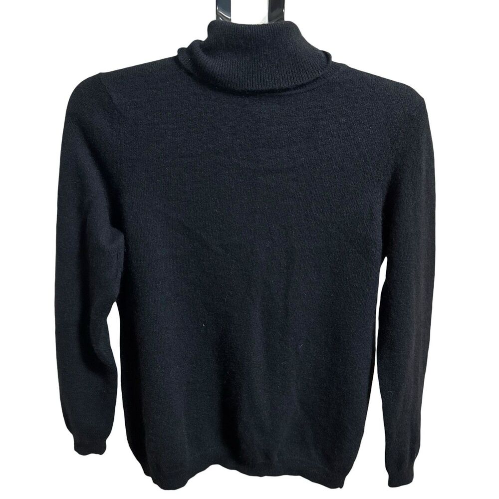 Women's Charter Club Luxury 100% Cashmere Solid Black Turtleneck Sweater Size L